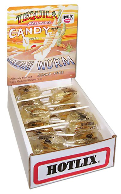 Hotlix Pops - Tequila W/ Worm Suckers S/F 28G