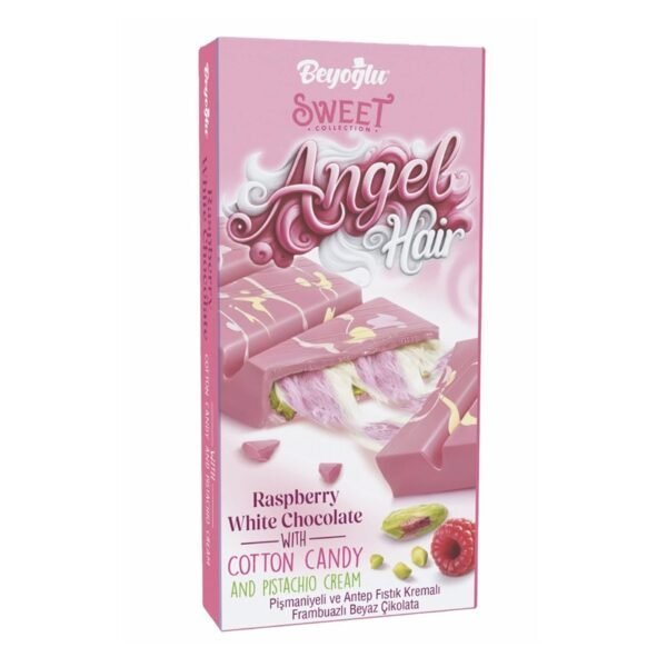 Beyoglu Angel Hair Raspberry White Chocolate filled with Cotton Candy & Pistachio Cream 170g