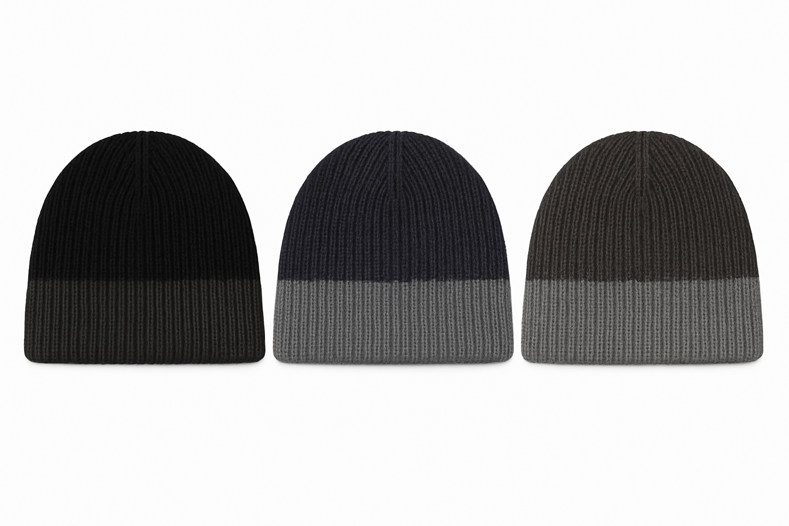 Two-Tone Knitted Beanie – Assorted Colours
