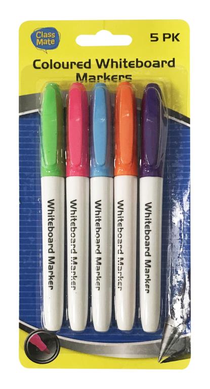 5PK Coloured Whiteboard Markers