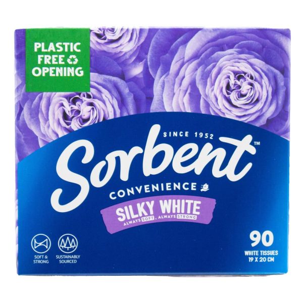 Sorbent Facial Tissues Silky White 90 Pack