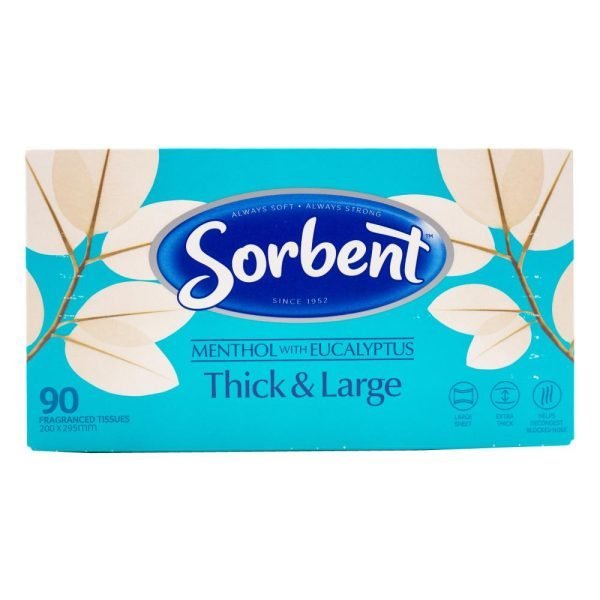 Sorbent Facial Tissues Thick & Large Menthol With Eucalyptus 90 Pack