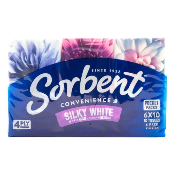 Sorbent Facial Tissues Silky White Handy Pack 6 Packets