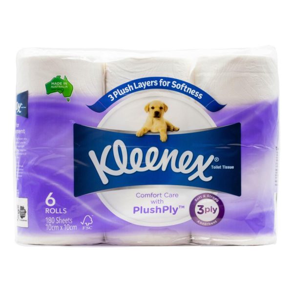 Kleenex Comfort Care Toilet Paper 3 Ply 6 Pack 180 Sheets