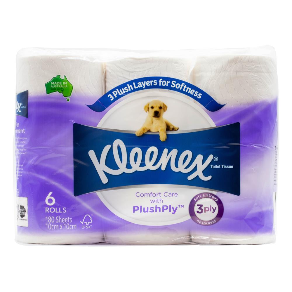 Kleenex Comfort Care Toilet Paper 3 Ply 6 Pack 180 Sheets