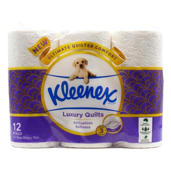Kleenex Luxury Quilts Toilet Paper 3 Ply 12 Pack 150 Sheets