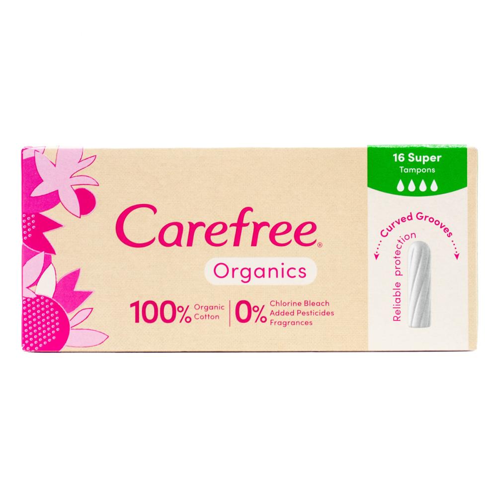 Carefree Organic Tampons Super 16 Pack