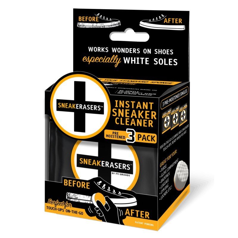 Sneakerasers Pre-Moistened 3Pk Instant Shoe Cleaner
