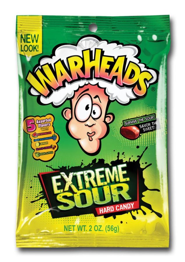 Warheads Sour Candy Assorted Peg Bag 56g