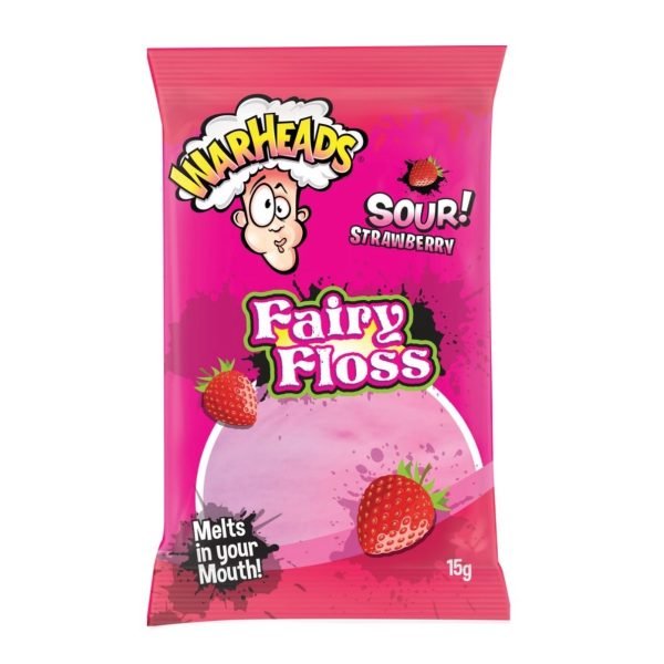 Warheads Sour Strawberry Fairy Floss 15g