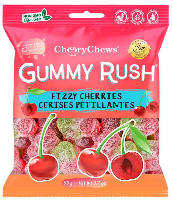 Gummy Rush Fizzy Cherries 90g