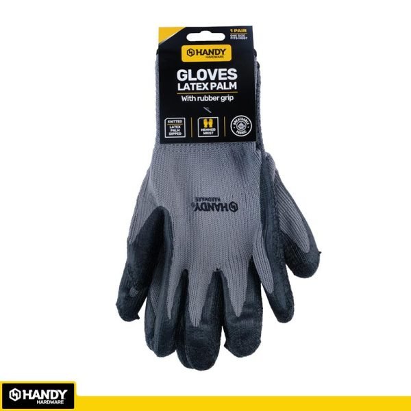 Handy Hardware Working Gloves Grey/Black With Grip Palm