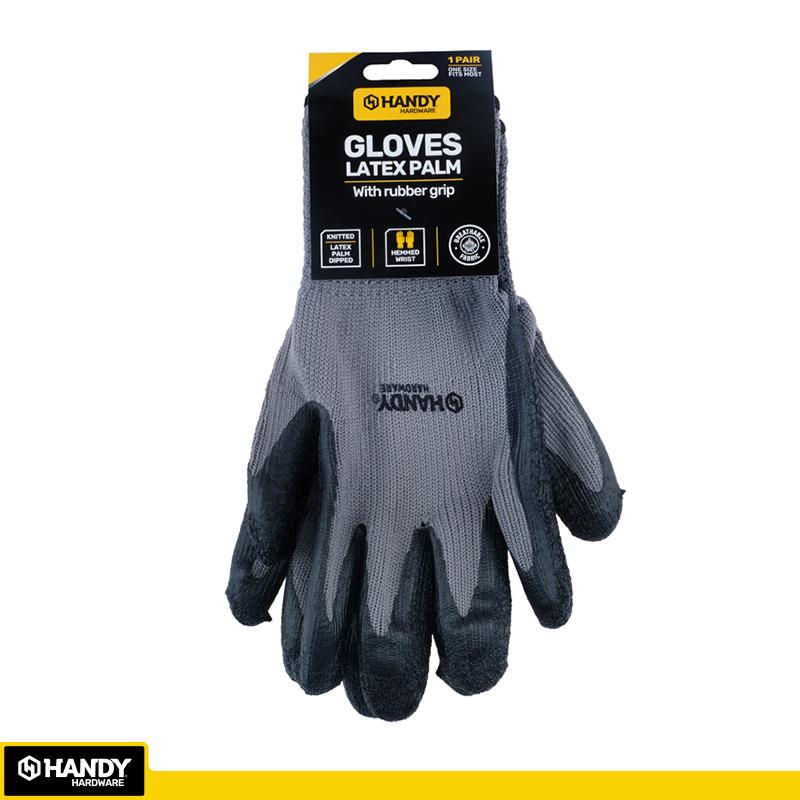 Handy Hardware Working Gloves Grey/Black With Grip Palm