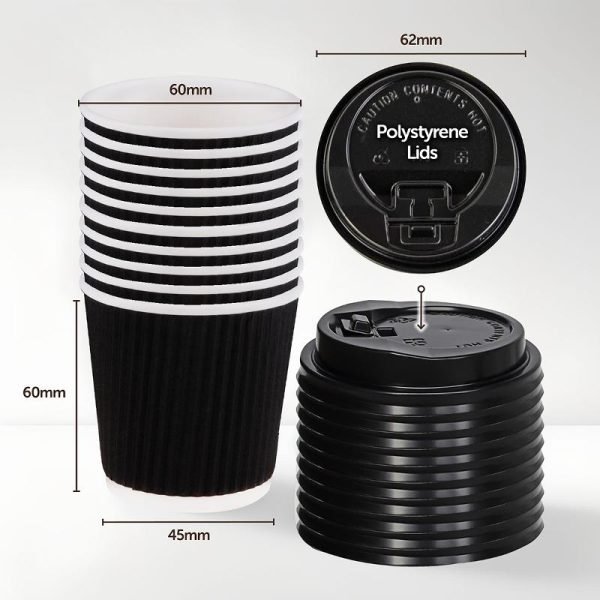 Paper Coffee Cup Rippled Double Wall With Lid 110mL 20pk (Espresso)