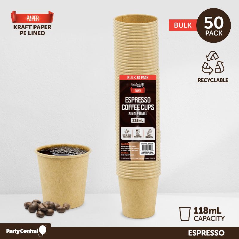Paper Coffee Cup Single Wall 118mL 50pk (Espresso)