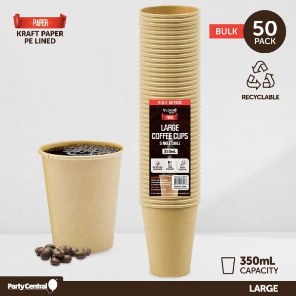 Paper Coffee Cup Single Wall 350mL 50pk (Large)
