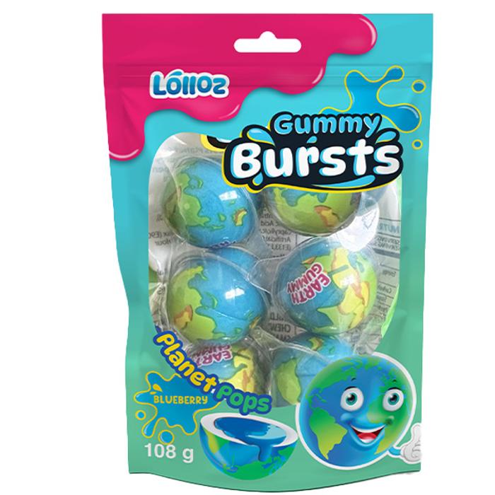 Lolloz Gummy Bursts Planet Pops Blueberry 108g