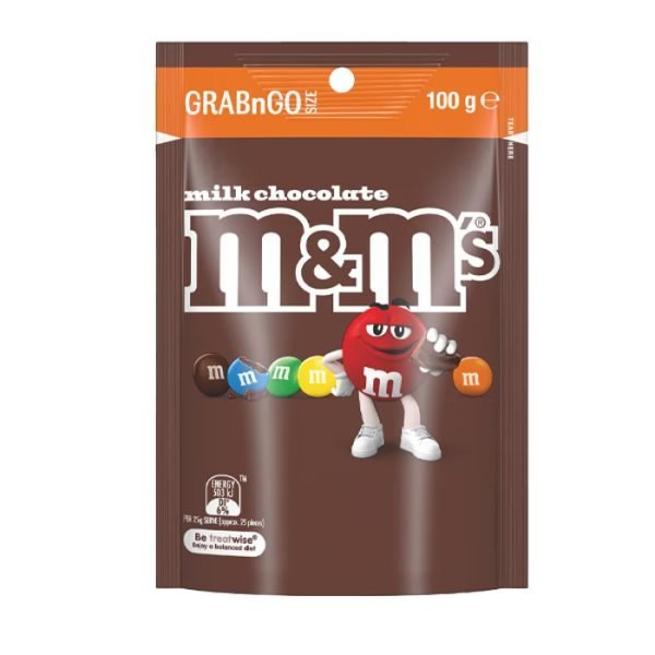 M&M's Milk Chocolate Grab n Go Size Bag 100g
