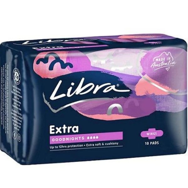 Libra Goodnights Extra Pads with Wings 10 Pack