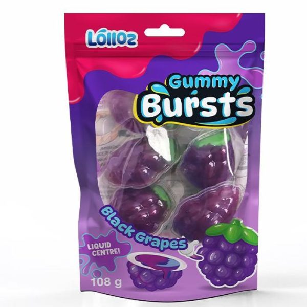 Lolloz Gummy Bursts Juicy Black Grapes 108g