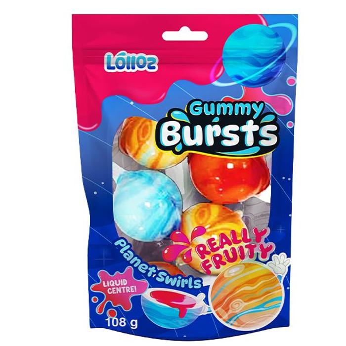 Lolloz Gummy Bursts Planet Swirls Strawberry 108g