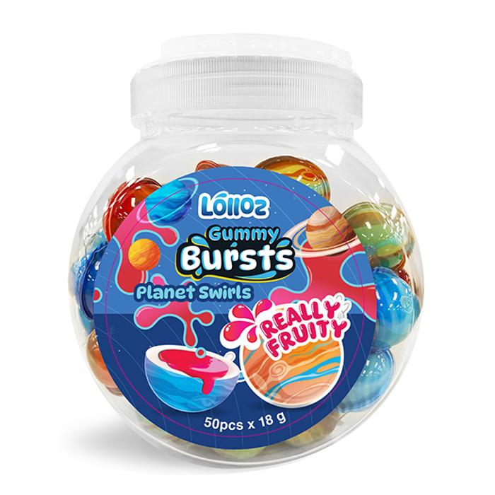 Lolloz Gummy Bursts Planet Swirls Strawberry 50's 900g