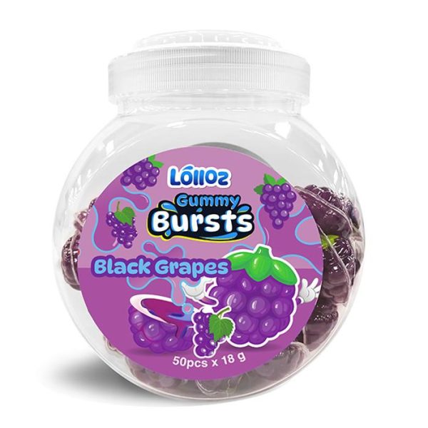 Lolloz Gummy Bursts Juicy Black Grapes 50's 900g