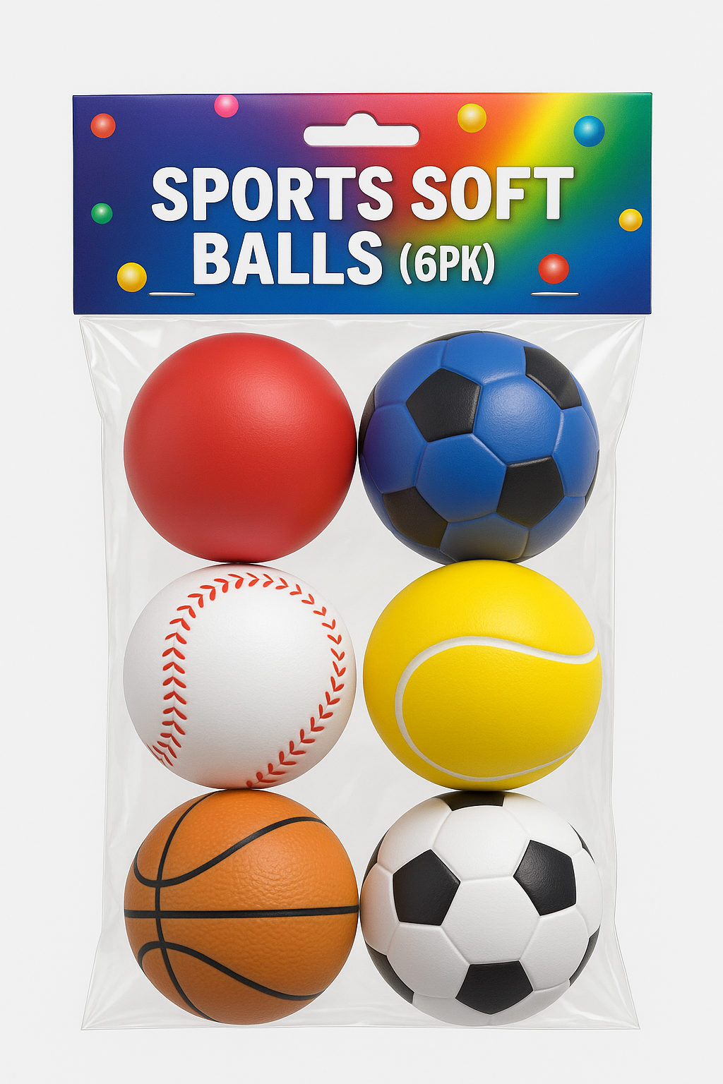 Assorted Sports Soft Balls (6pk)
