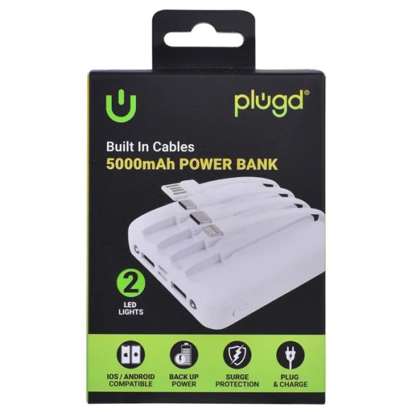 5000mAh Power Bank Built-In Cables