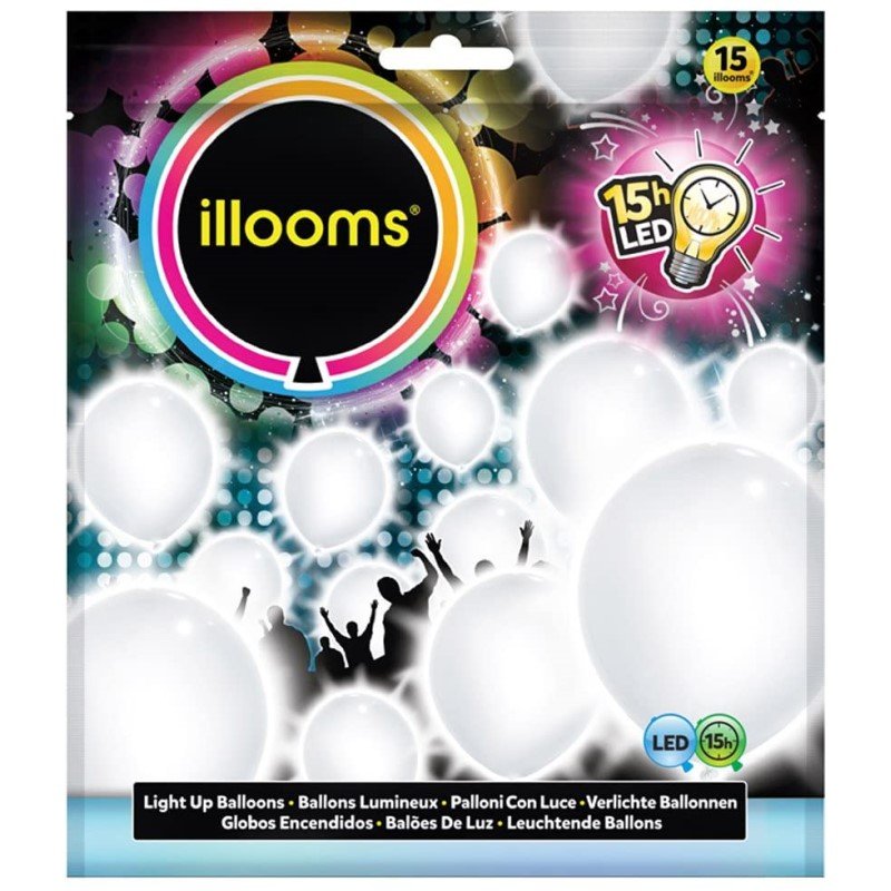 illooms Light-Up LED Balloon 15 Pack - White
