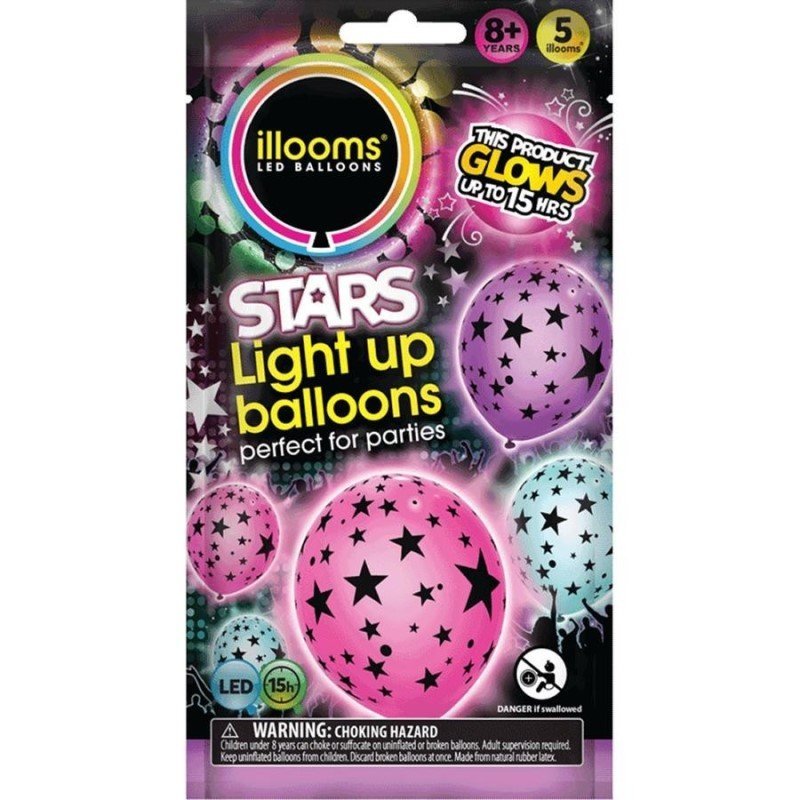 illooms Light-Up LED Balloon 5 Pack - Stars