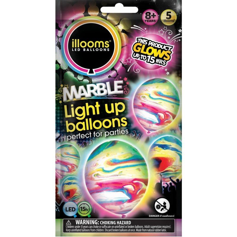 illooms Light-Up LED Balloon 5 Pack - Marble