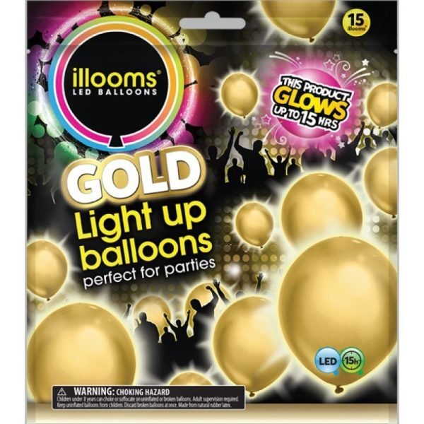 illooms Light-Up LED Balloon 15 Pack - Gold
