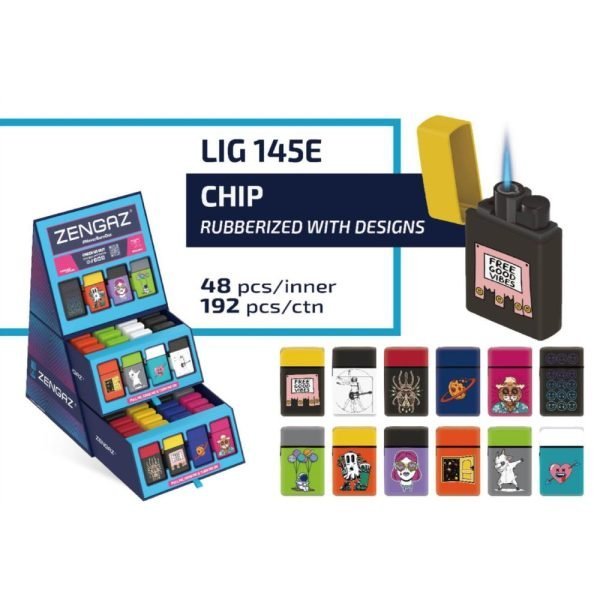 Zengaz Cube Display Chip Jet Lighters E - Assorted Designs