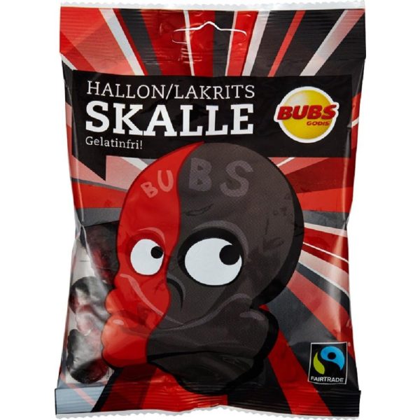 Bubs Raspberry Licorice Skulls 90g