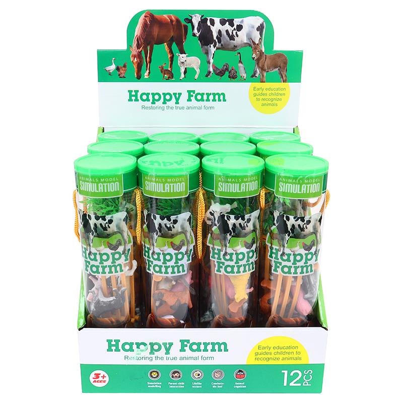Animal Figurines in Tube Happy Farm Theme