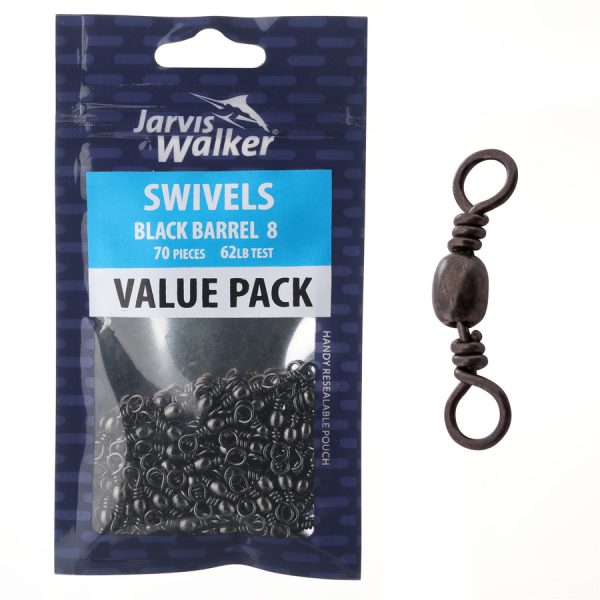 Jarvis Walker Black Barrel Swivels Value Pack - Sz 8