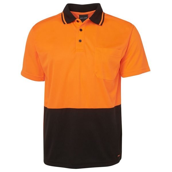 JB's Adults Hi Vis Non Cuff Traditional Polo (Orange/Black / M)