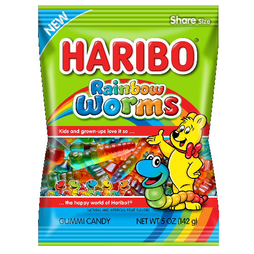 Haribo Peg Bag Rainbow Worms 141g
