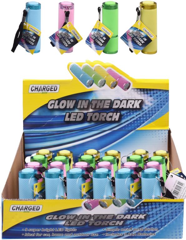 Glow in the Dark Series LED Torch-4 Colours (Batteries Included)