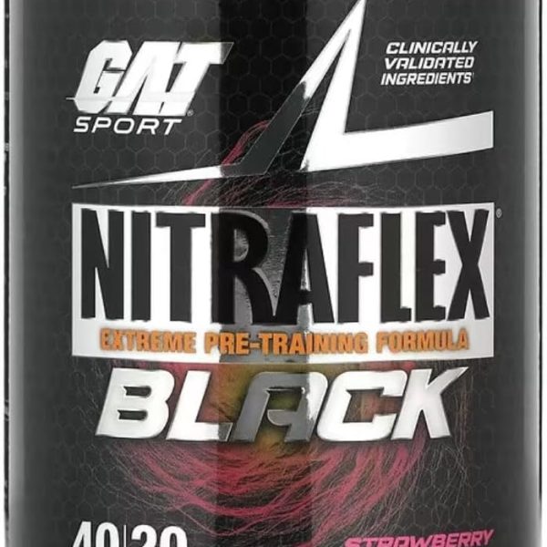 GAT Sport Nitraflex Black Strawberry Kiwi Flavor Pre-Workout Formula 20 Serves