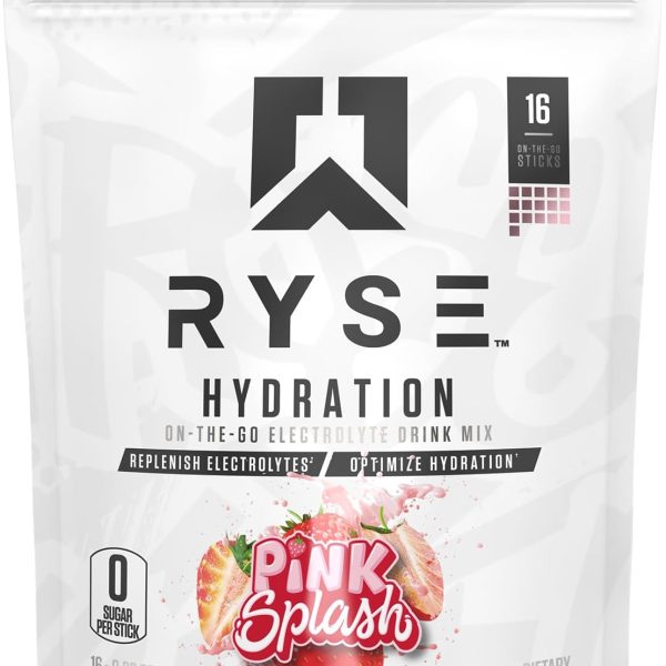 Ryse Core Hydration Electrolyte Sticks Pink Splash Drink Mix 16 Serves