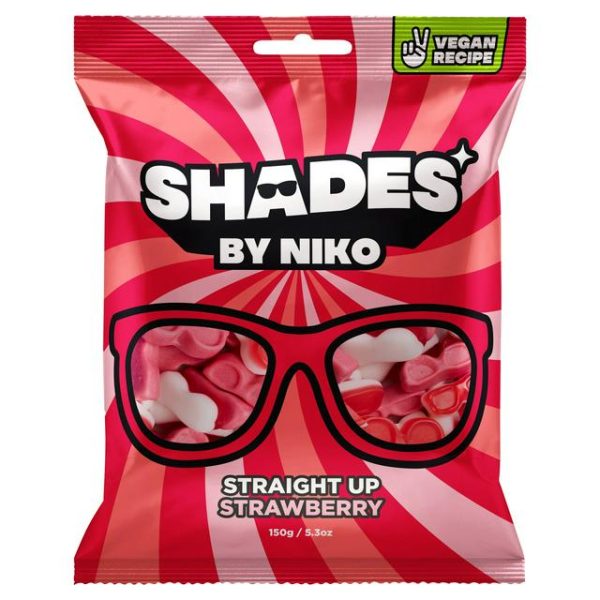 UK Shades by Niko Straight Up Strawberry Flavour Sweets 150g