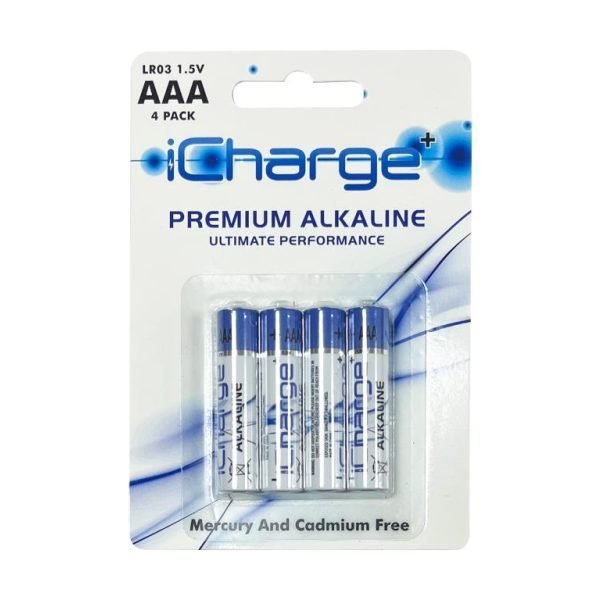 4PK iCharge Premium Alkaline AAA Batteries
