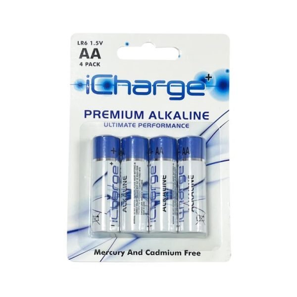 4PK iCharge Premium Alkaline AA Batteries