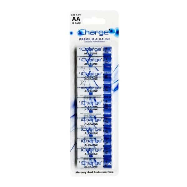 12PK iCharge Premium Alkaline AA Batteries
