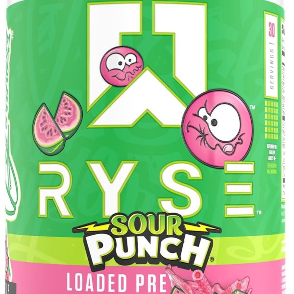 Ryse Loaded Pre Workout Supplement Sour Punch Sour Watermelon 30 Serves