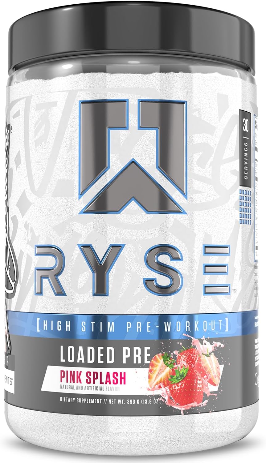 Ryse Loaded Pre Workout Supplement Pink Splash 30 Serves