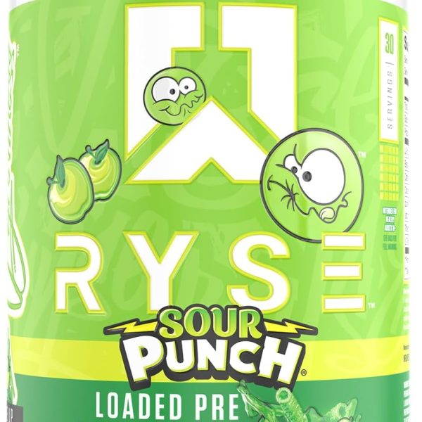 Ryse Loaded Pre Workout Supplement Sour Punch Green Apple 30 Serves