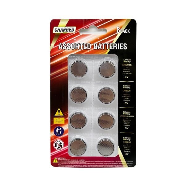 8PK Assorted Size Lithium Button Batteries